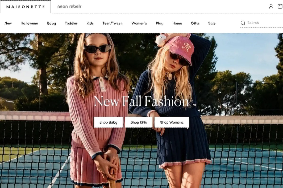 Screenshot of the live Maisonette homepage